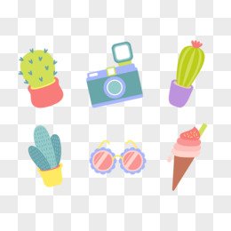 cartoon cute hand drawn sticker set decor material