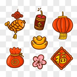hand drawn new year decor material sticker