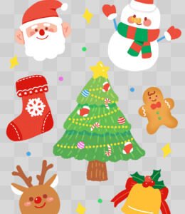cartoon hand drawn sticker collection png cutout element