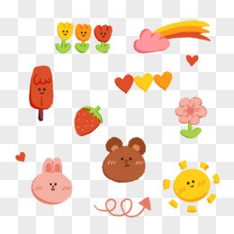 hand drawn cartoon sticker cute set decor material