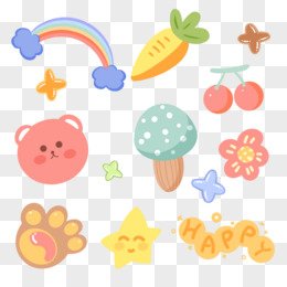 hand drawn cartoon sticker set decor element